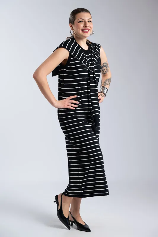 Φόρεμα Ριγέ Αμάνικο Layered Effect