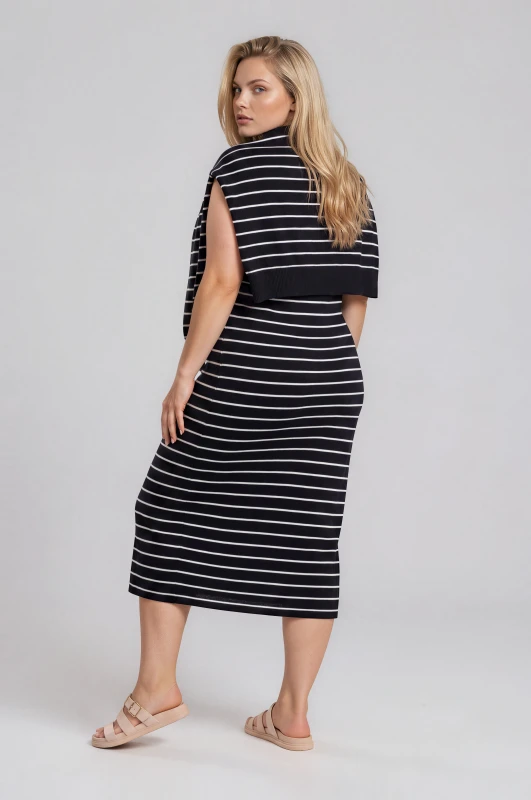 Sleeveless Striped Dress Layered Effect 