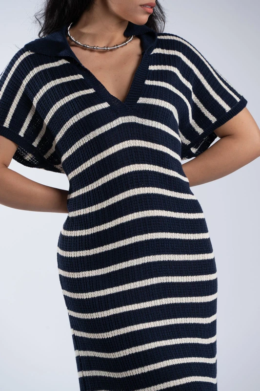 Striped Sleeveless Knitted Dress 