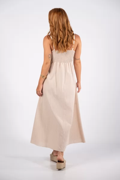 Φόρεμα Ρίγες Ethnic Άμμου