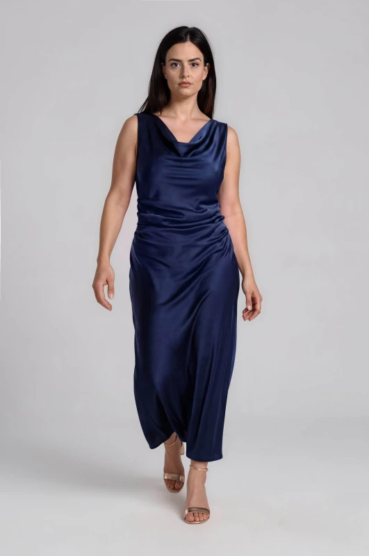 Dress Satin Sleeveless Cowl 