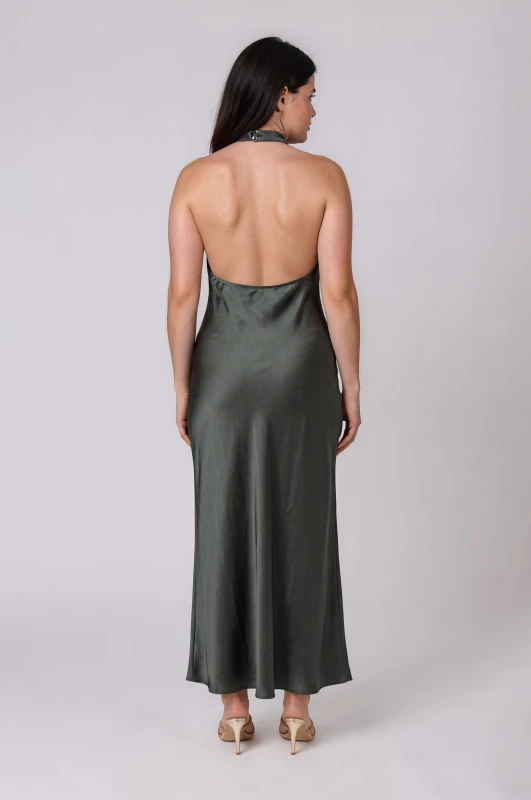 Φόρεμα Σατέν Halter Ντραπέ