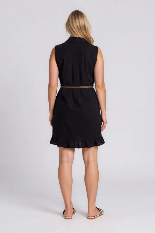 Dress Semi-Sheer Sleeveless Belt