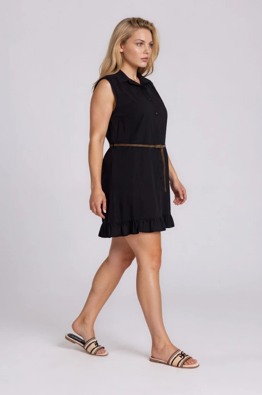 Dress Semi-Sheer Sleeveless Belt
