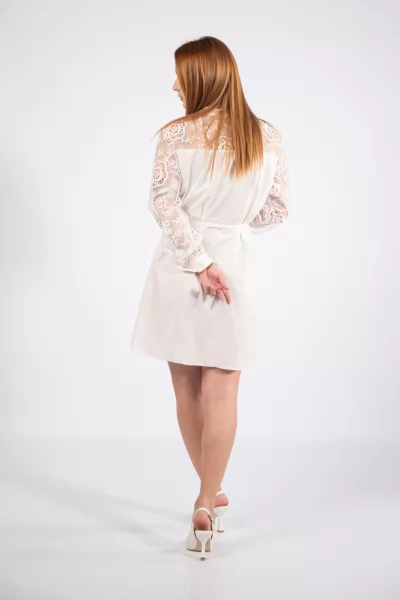 Φόρεμα Σεμιζιέ Bronderie Λευκό