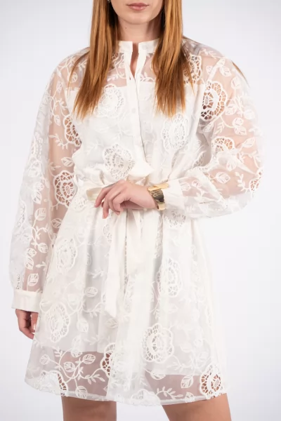 Φόρεμα Σεμιζιέ Bronderie Λευκό