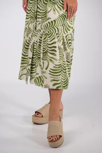 Φόρεμα Σεμιζιέ Φύλλα Πράσινο