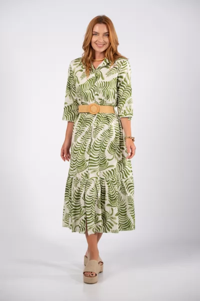Φόρεμα Σεμιζιέ Φύλλα Πράσινο