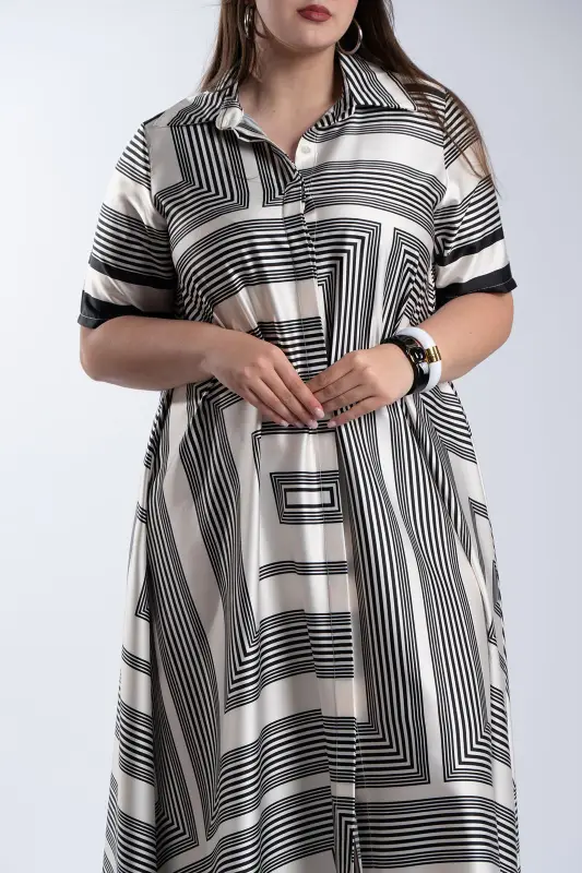 Semi-sheer Dress Geometric Pattern 