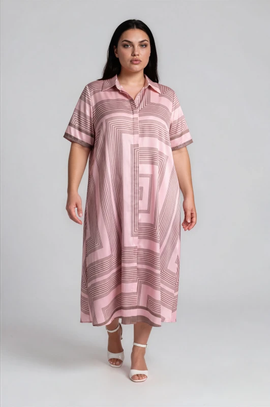 Semi-sheer Dress Geometric Pattern 