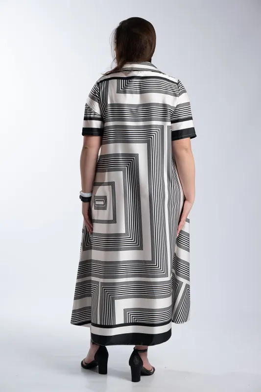 Semi-sheer Dress Geometric Pattern 