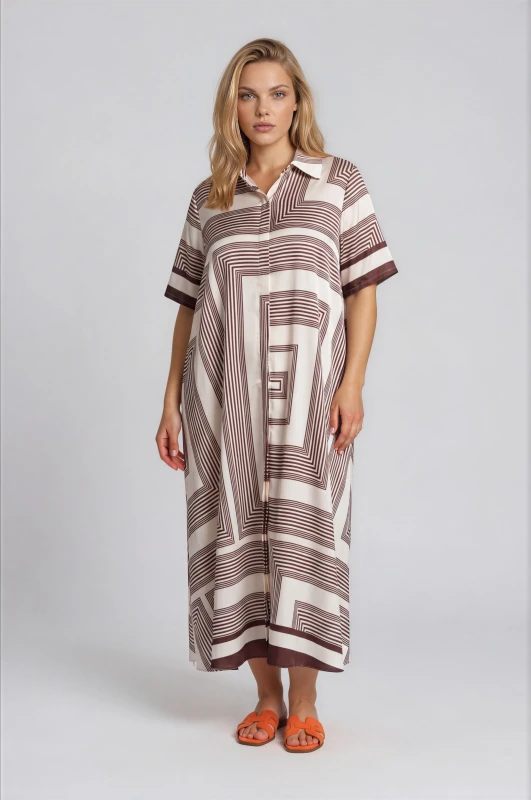 Semi-sheer Dress Geometric Pattern 