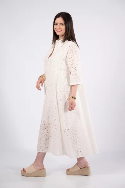 Φόρεμα Σεμιζιέ Κιπούρ Λευκό