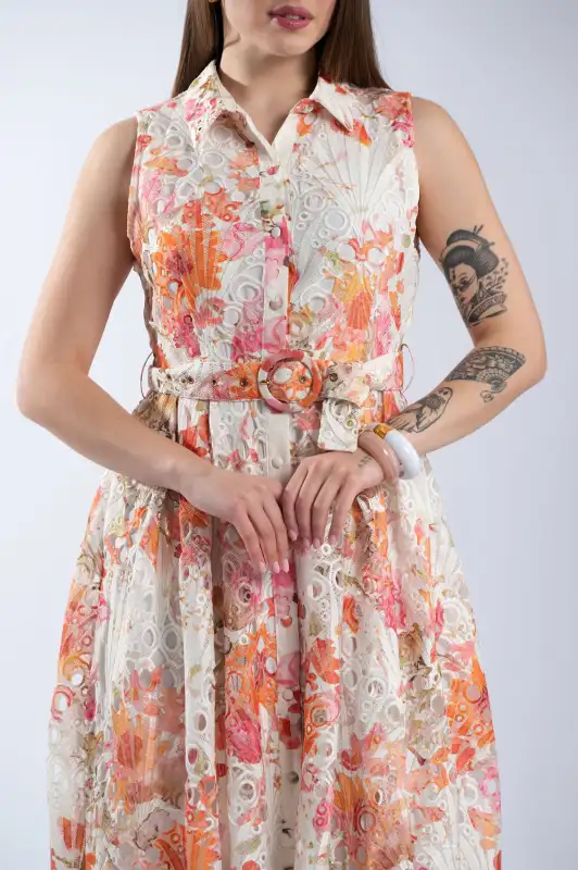 Semi-Sheer Kipour Dress Peacock 