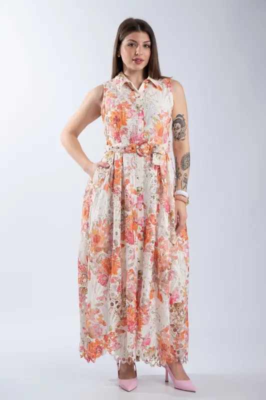 Semi-Sheer Kipour Dress Peacock 