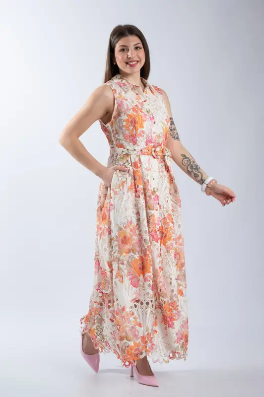 Semi-Sheer Kipour Dress Peacock 