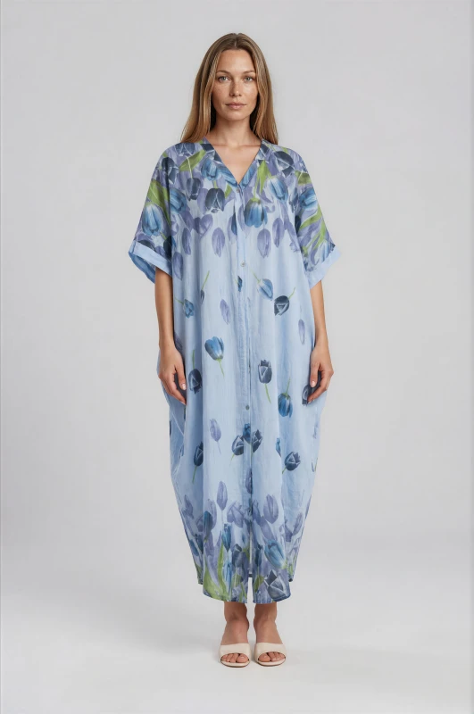 Tulips Linen Semi-Sheer Dress 