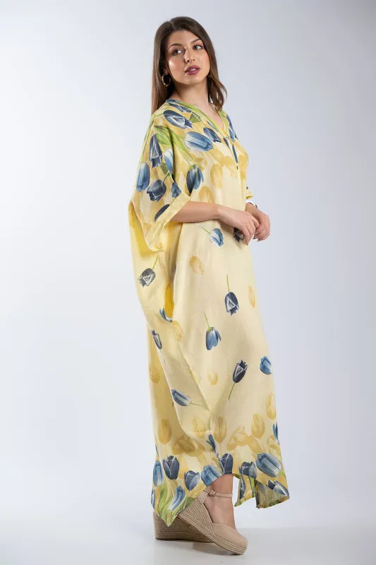 Tulips Linen Semi-Sheer Dress 