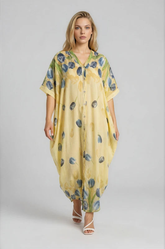 Tulips Linen Semi-Sheer Dress 