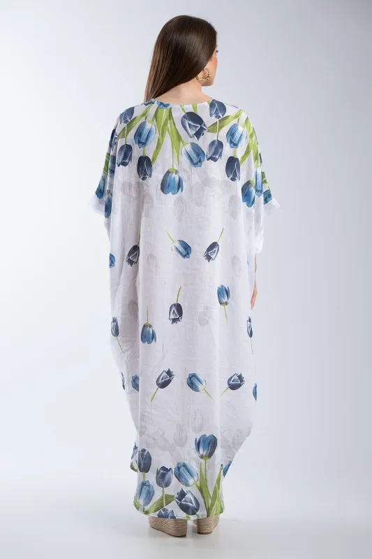 Tulips Linen Semi-Sheer Dress 