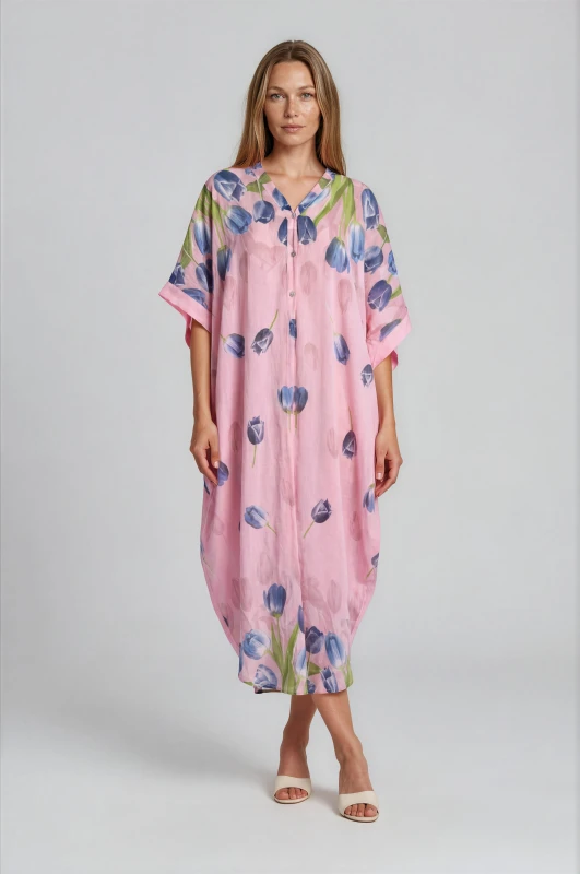 Tulips Linen Semi-Sheer Dress 