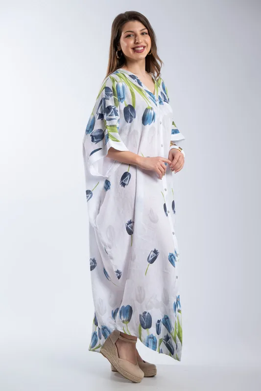 Tulips Linen Semi-Sheer Dress 