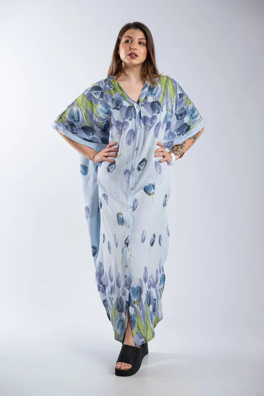 Tulips Linen Semi-Sheer Dress 