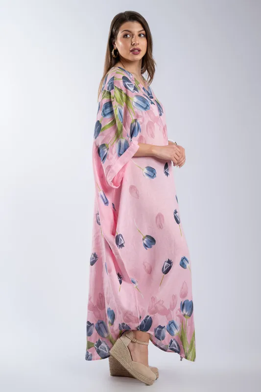 Tulips Linen Semi-Sheer Dress 