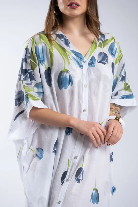 Tulips Linen Semi-Sheer Dress 