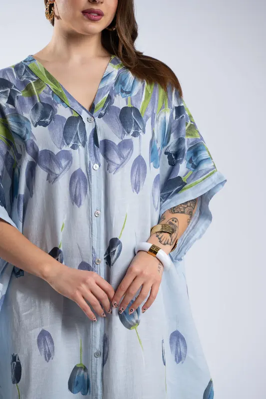 Tulips Linen Semi-Sheer Dress 