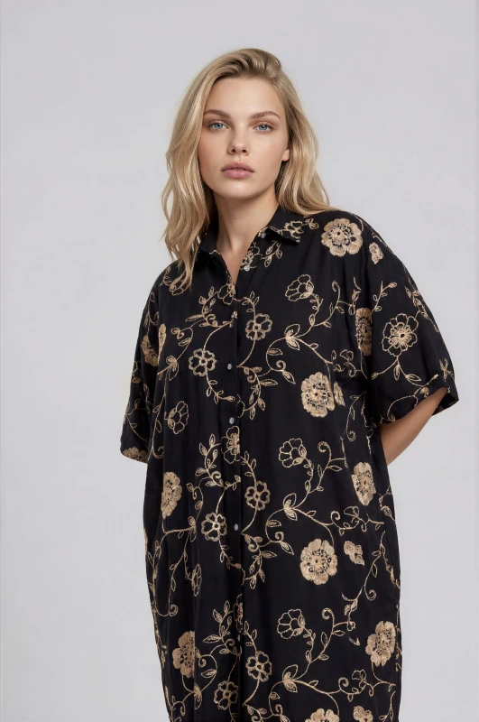 Φόρεμα Σεμιζιέ Floral Κέντημα