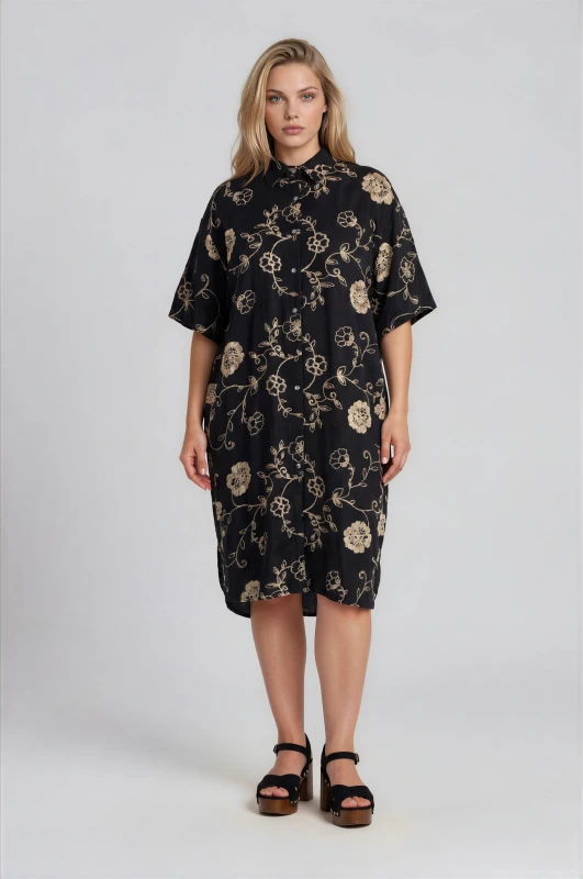 Φόρεμα Σεμιζιέ Maxi Floral Κέντημα