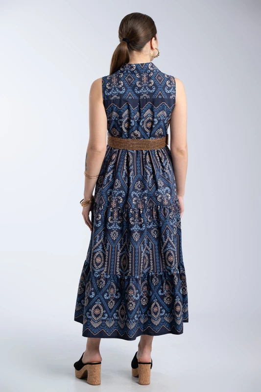 Φόρεμα Σεμιζιέ Patterned Με Ζώνη