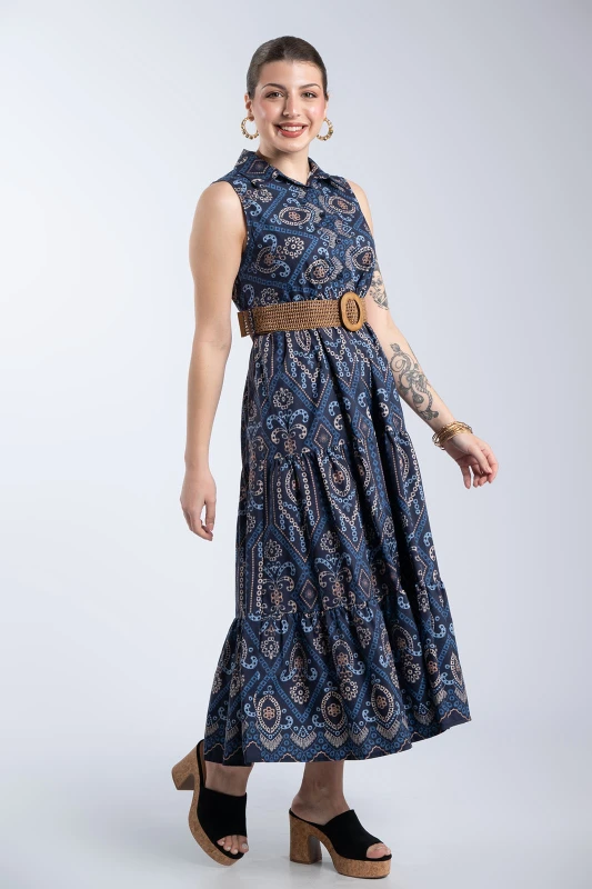 Semi-Sheer Dress With Belt