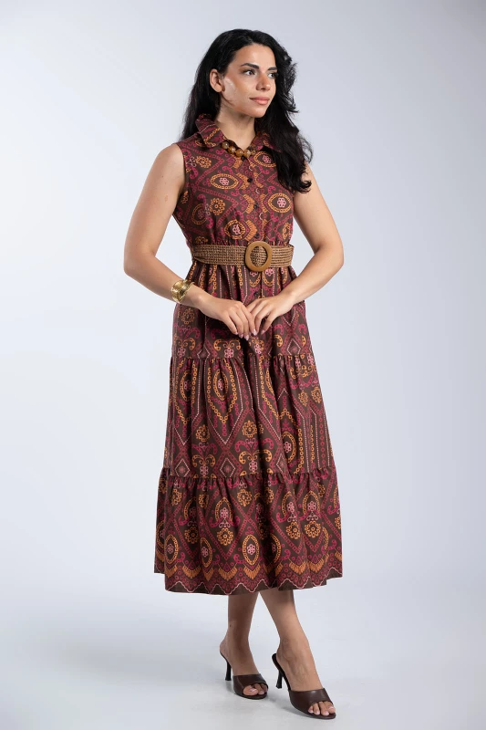 Semi-Sheer Dress With Belt