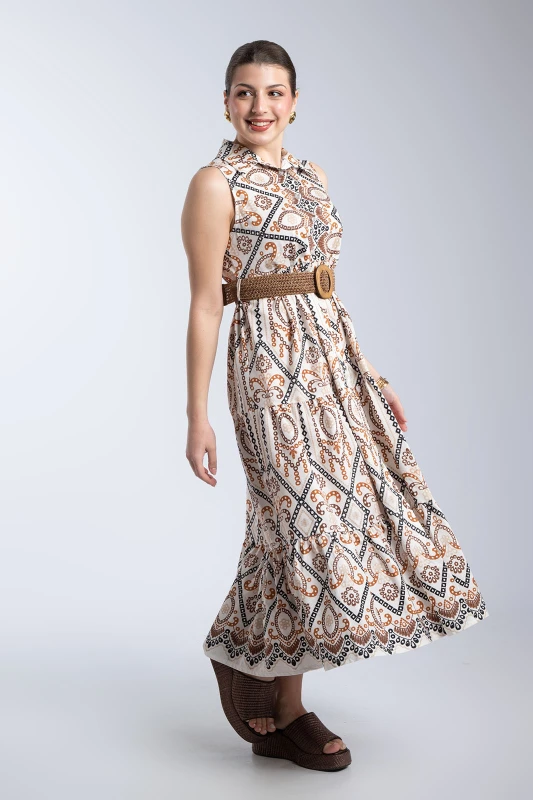 Semi-Sheer Dress With Belt