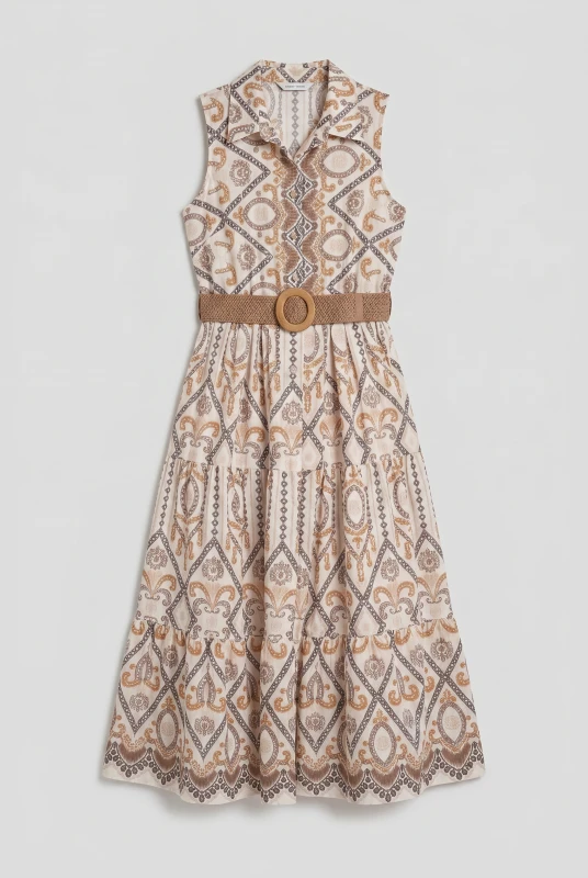Semi-Sheer Dress With Belt