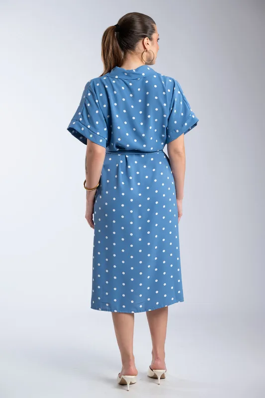 Semi-sheer Dress Polka Dots Belt 