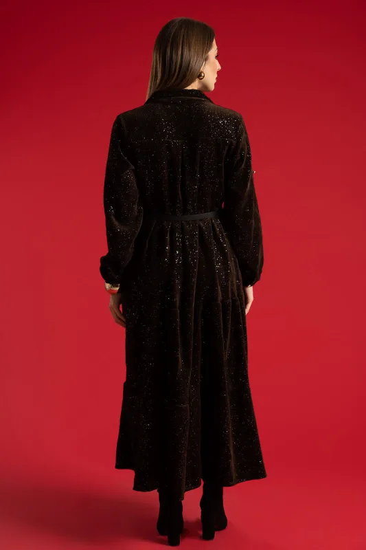 Dress Semi-sheer Shimmer Velvet Belt