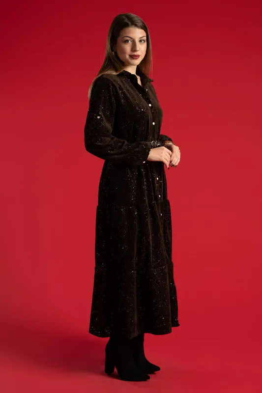 Dress Semi-sheer Shimmer Velvet Belt