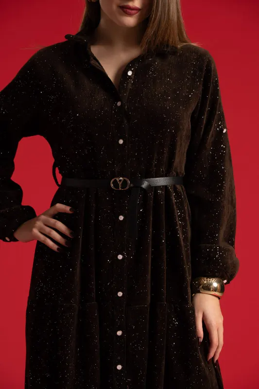 Dress Semi-sheer Shimmer Velvet Belt