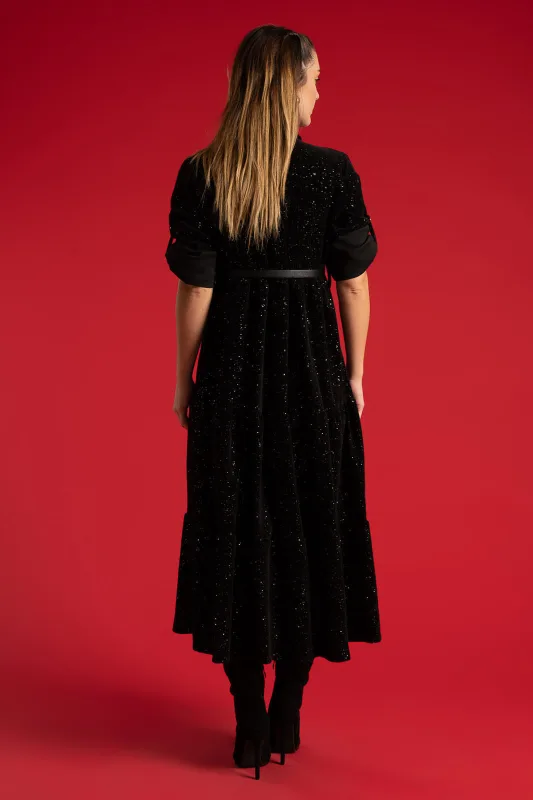 Dress Semi-sheer Shimmer Velvet Belt