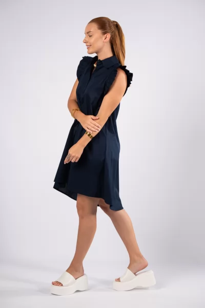 Φόρεμα Σεμιζιέ Βολάν Navy Blue