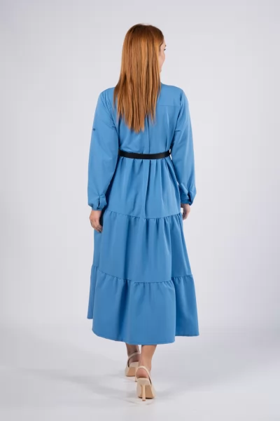Φόρεμα Σεμιζιέ Ζώνη Μπλε