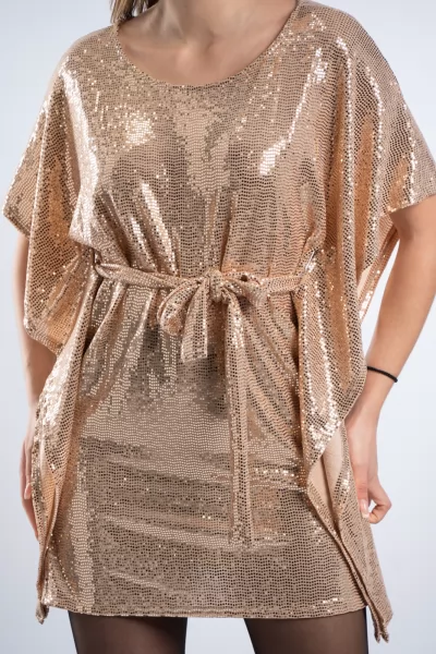 Φόρεμα Shimmer Νυχτερίδα Χρυσό