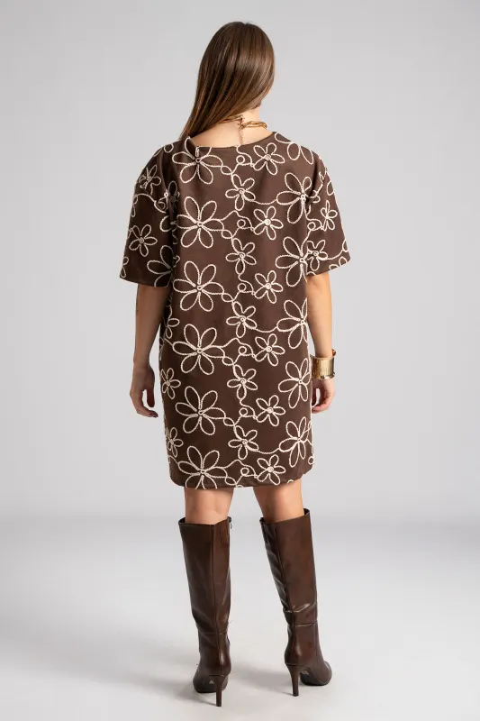 Dress Suede 3D Flowers
