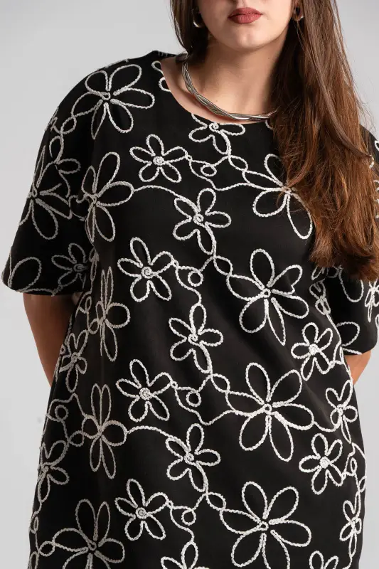 Dress Suede 3D Flowers