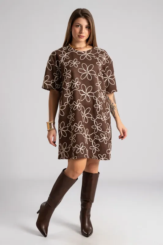 Dress Suede 3D Flowers