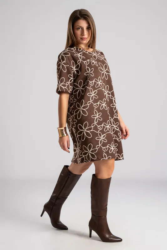 Dress Suede 3D Flowers