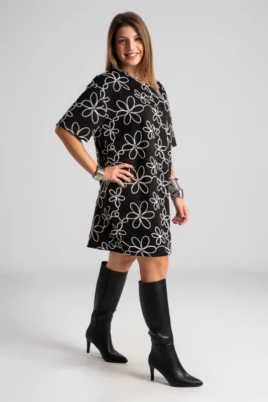 Dress Suede 3D Flowers